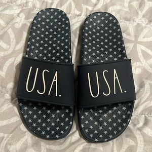 USA slides blue with white stars ladies size 7